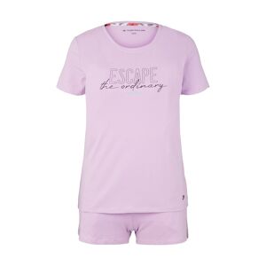 TOM TAILOR Damen Kurzes Pyjamaset mit Textprint, weiß, Textprint, Gr. 46