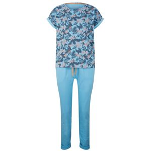 TOM TAILOR Damen Pyjama Set mit gemustertem Oberteil, blau, Muster, Gr. 38