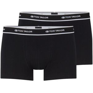 TOM TAILOR Herren Hip-Pants im Doppelpack, schwarz, Logo Print, Gr. M/5