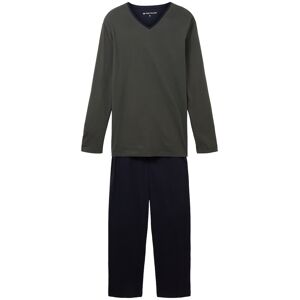 TOM TAILOR Herren Zweifarbiger Pyjama, grün, Uni, Gr. 54