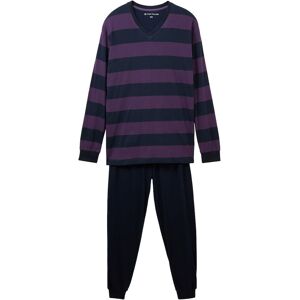 TOM TAILOR Herren Gestreifter Pyjama, lila, Blockstreifen, Gr. 52