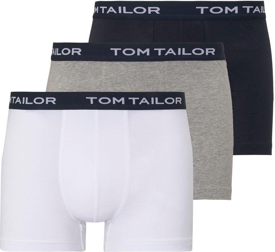 TOM TAILOR Herren Hip-Pants im 3er-Pack, weiß, unifarben, Gr.M/5