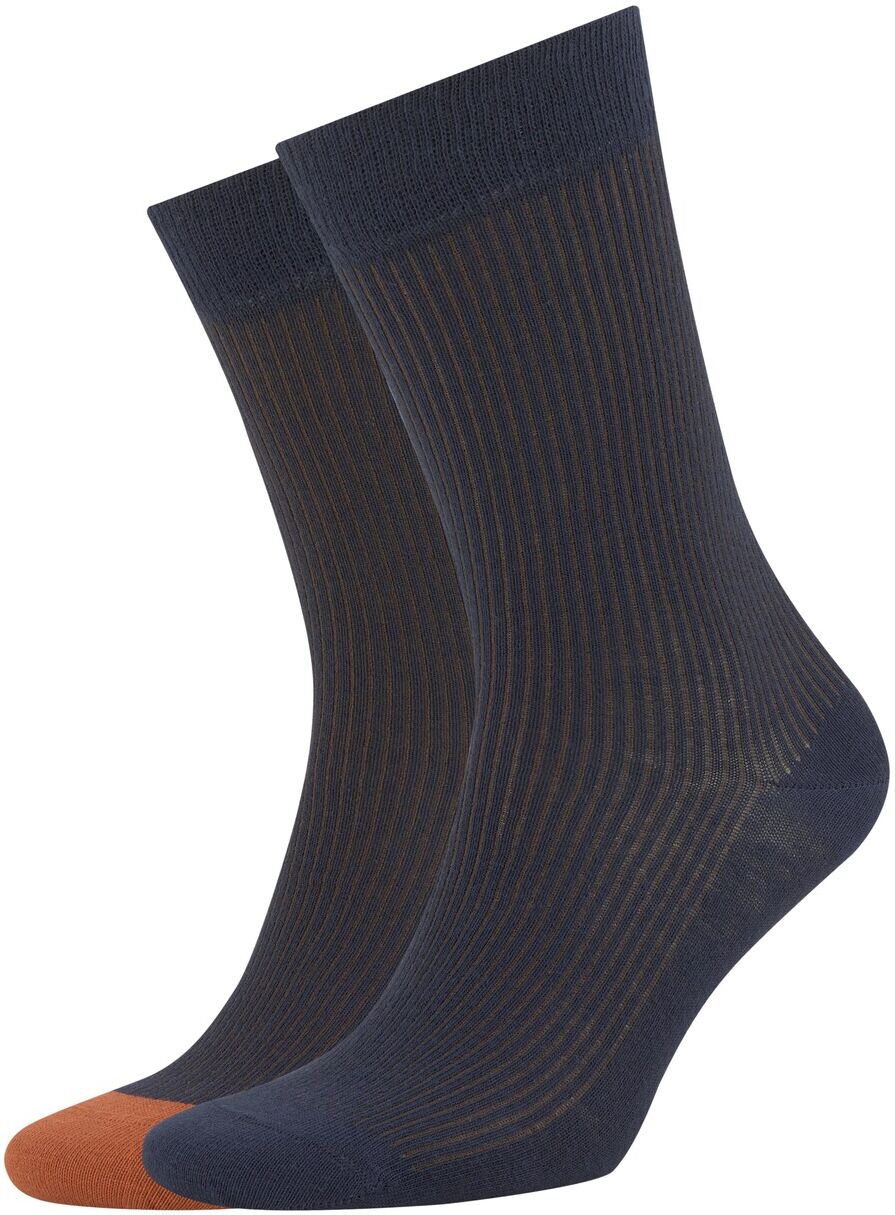 TOM TAILOR Herren Gestreifte Ripp-Socken im Doppelpack, marine, Gr.43-46