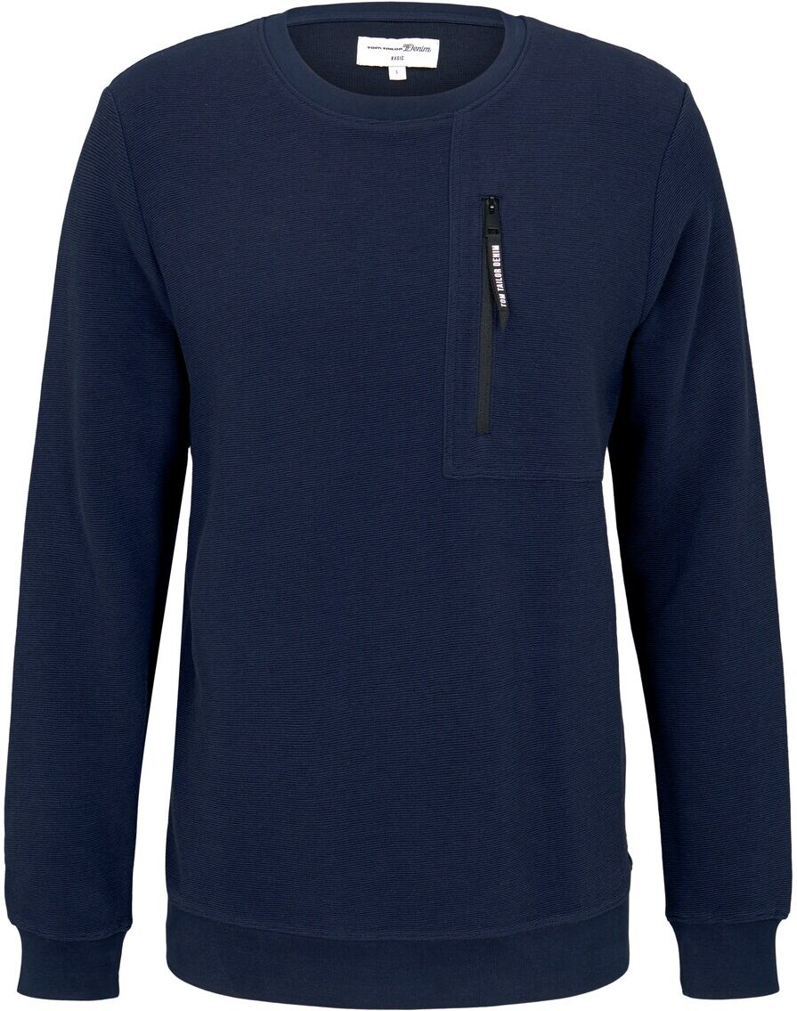 TOM TAILOR DENIM Herren Sweatshirt mit Reißverschluss, blau, Gr.S