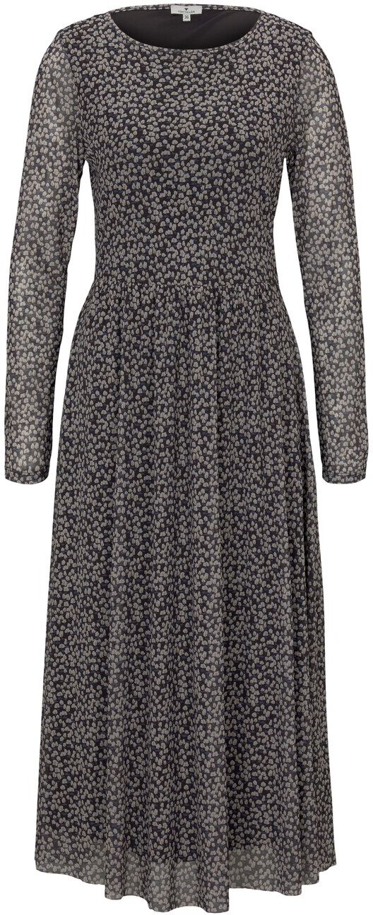 TOM TAILOR Damen Gemustertes Midikleid aus Mesh, schwarz, Gr.38 TOM TAILOR Damen Gemustertes Midikleid aus Mesh, schwarz, Gr.38