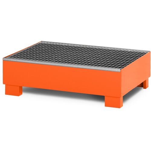 R+R Industrietechnik RR Industrietechnik Auffangwanne aus Stahl für 2x 200 Liter Fass mit Gitterrost RAL 2004 reinorange