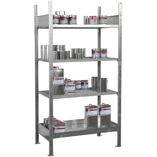 Bauer Kleingebinderegal 3017-4E Grundregal mit 4 Ebenen Gitterrost/Auffangwanne