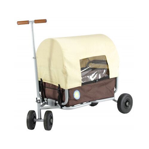 Beachtrekker faltbarer Bollerwagen Life mit integrierter Feststellbremse und Sonnenverdeck Braun und Luftreifen