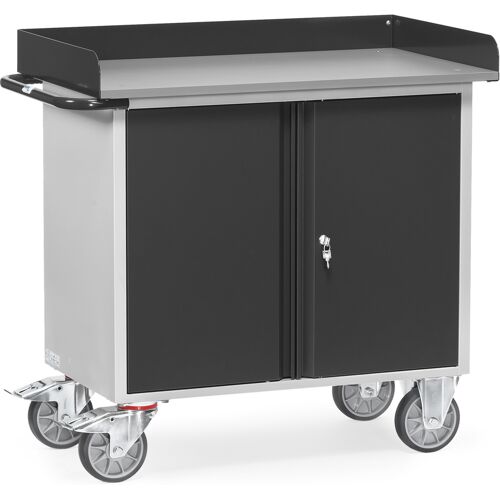 Fetra Werkstattwagen mit zweitürigem Schrank mit Abrollrand Grey Edition
