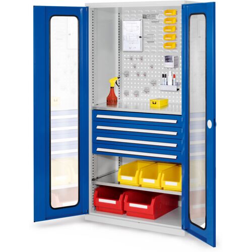 Kappes Systeme Kappes ®RasterPlan Schubladenschränke 1950x1000x600mm Sichtfenstertüren Modell 33 enzianblau