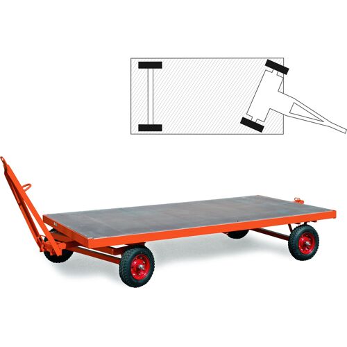 Rollcart Industrieanhänger mit 1-Achs- Drehschemel- Lenkung 3000x1500mm Luftbereifung 3000kg Tragkraft