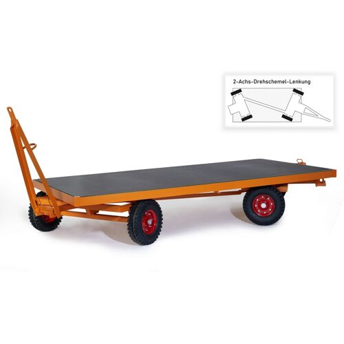 Rollcart Industrieanhänger mit 2-Achs- Drehschemel- Lenkung 2500x1250mm Luftbereifung 5000kg Tragkraft