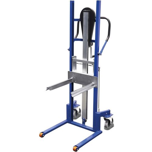 Variofit Materialheber mit Gabelzinken Tragkraft 250kg Thermoplastische Gummibereifung Enzianblau RAL 5010