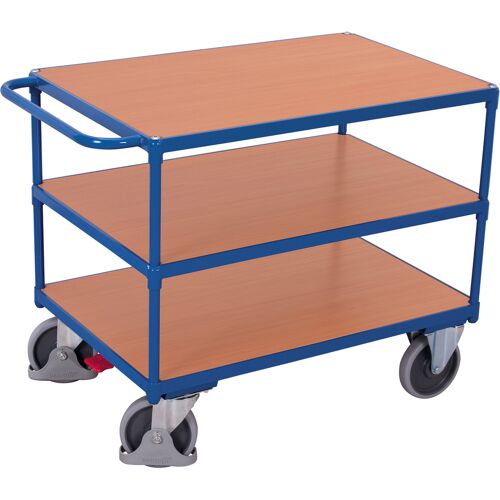 Variofit Schwerer Tischwagen mit Schiebegriff und 3 Ladeflächen 1000x700mm Anthrazitgrau RAL 7016