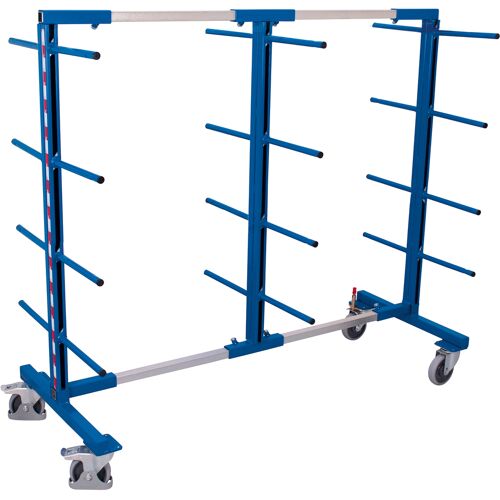 Variofit Tragarmwagen zweiseitig 840-3200mm breit Enzianblau RAL 5016