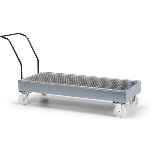R+R Industrietechnik RR Industrietechnik Fahrbare Auffangwanne aus Stahl für 3x 200 Liter Fass mit Gitterrost verzinkt
