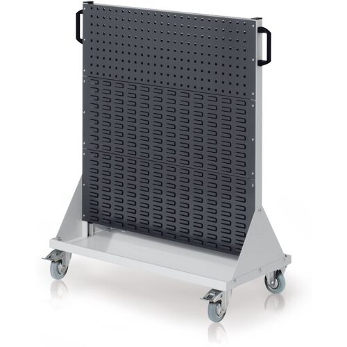 Kappes Systeme Kappes RasterMobil® mobiler Arbeitsplatzschrank Größe #3 1230x1000x500mm 2 Lochplatten 4 Schlitzplatten - anthrazitgrau