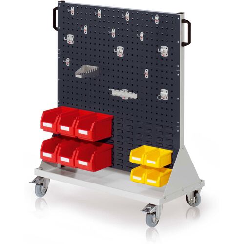 Kappes Systeme Kappes RasterMobil® mobiler Arbeitsplatzschrank Größe #3 1230x1000x500mm 4 Lochplatten 2 Schlitzplatten 31-teilig - anthrazitgrau