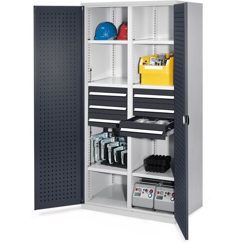 Kappes Systeme Kappes Schwerlastschränke mit Mitteltrennwand 1950x1000x600mm Lochplattentüren Modell 53 anthrazitgrau