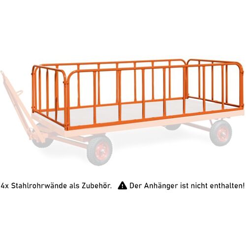 Rollcart 4 Stahlrohrwände, steckbar 750mm hoch für Industrieanhänger 2500x1250mm als Zubehör