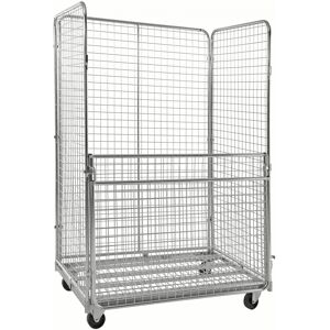 Kongamek Rollcontainer verzinkt 1200x800x1800mm mit 4 Gitterwänden 50x50mm vorne halb zu öffnen ohne Bremse Kongamek Rollcontainer verzinkt 1200x800x1800mm mit 4 Gitterwänden 50x50mm vorne halb zu öffnen ohne Bremse