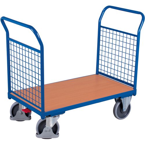 Variofit Doppel-Stirnwandwagen mit Drahtgitter 850x500mm Enzianblau RAL 5016