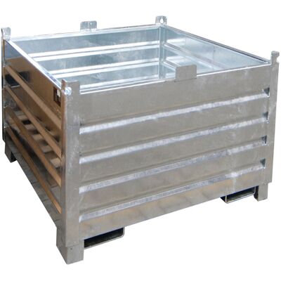 Eurokraft Pro Sammelbehälter - 1,0m³, Grau, Stahl Eurokraft Pro Sammelbehälter - 1,0m³, Grau, Stahl