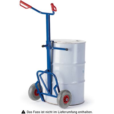 Fasskarre - Stahl 200L, Höhenverstellbare Klemme, Gummiräder Fasskarre - Stahl 200L, Höhenverstellbare Klemme, Gummiräder