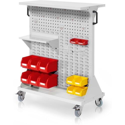 Kappes Systeme Kappes RasterMobil® mobiler Arbeitsplatzschrank Größe #3 1270x1000x500mm 32-teilig mit Ablageboden aus Stahlblech - lichtgrau