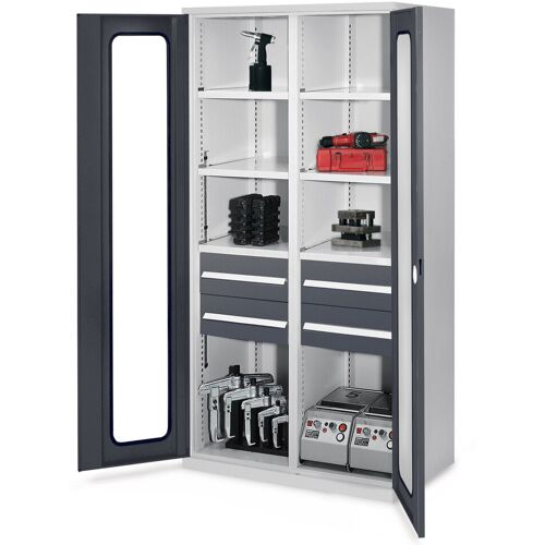 Kappes Systeme Kappes Schwerlastschränke mit Mitteltrennwand 1950x1000x600mm Sichtfenstertüren Modell 52 anthrazitgrau