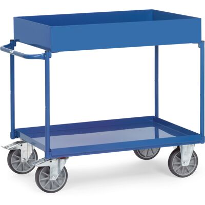 Fetra Tischwagen mit Stahlblechwannen und hohem Rand 2 Etagen 1000x700mm Ladefläche Fetra Tischwagen mit Stahlblechwannen und hohem Rand 2 Etagen 1000x700mm Ladefläche