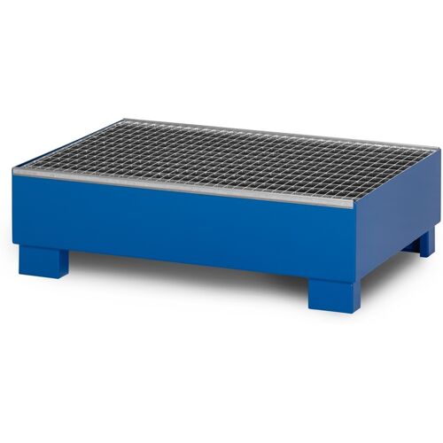 R+R Industrietechnik RR Industrietechnik Auffangwanne aus Stahl für 2x 200 Liter Fass mit Gitterrost RAL 5010 enzianblau