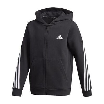 adidas Kids 3-Streifen Doubleknit Full-Zip Hoodie - Schwarz adidas Kids 3-Streifen Doubleknit Full-Zip Hoodie - Schwarz