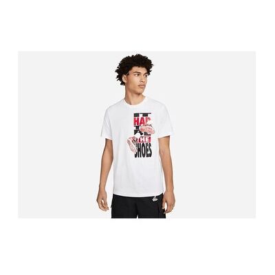 Nike Air Jordan Weiß T-Shirt - Baumwolle, Lockere Passform - T-Shirt Nike Air Jordan Weiß T-Shirt - Baumwolle, Lockere Passform - T-Shirt