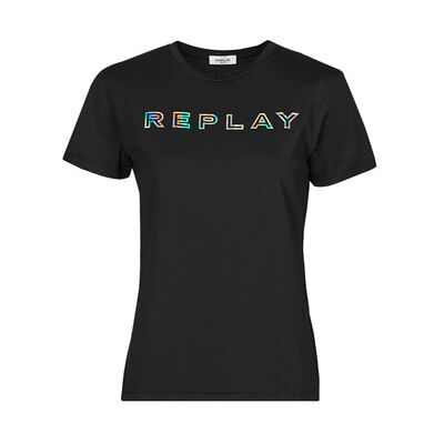 Replay W3318C Schwarzes Kurzarm-T-Shirt - T-shirt Replay W3318C Schwarzes Kurzarm-T-Shirt - T-shirt
