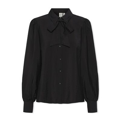 Y.A.S YASPIL LS BOW SHIRT S. NOOS - Bluse, Damen, Schwarz, Model M Y.A.S YASPIL LS BOW SHIRT S. NOOS - Bluse, Damen, Schwarz, Model M