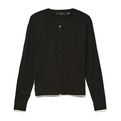 Vero Moda Damen Strickjacke - Schwarz, Kontrastdetail Vero Moda Damen Strickjacke - Schwarz, Kontrastdetail