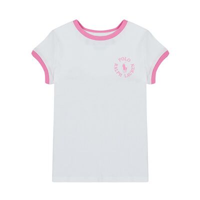 Polo Ralph Lauren Weiß Strick T-Shirt für Mädchen - T-Shirt Polo Ralph Lauren Weiß Strick T-Shirt für Mädchen - T-Shirt