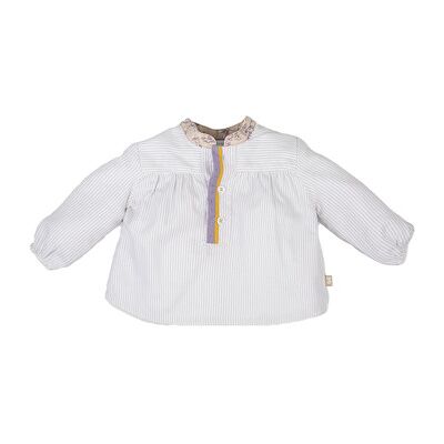Tutto Piccolo Beiges Langärmeliges Mao-Bluse - Bluse Tutto Piccolo Beiges Langärmeliges Mao-Bluse - Bluse
