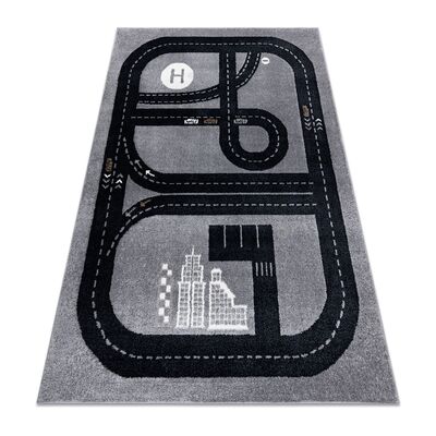 RugsX Kinder-Teppich Fun Track - Grau 80x150cm RugsX Kinder-Teppich Fun Track - Grau 80x150cm