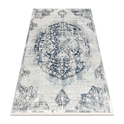 RugsX DISTIN 0820A navy blue / blue / white moderner Teppich - Ornament, vintage, Fransen RugsX DISTIN 0820A navy blue / blue / white moderner Teppich - Ornament, vintage, Fransen