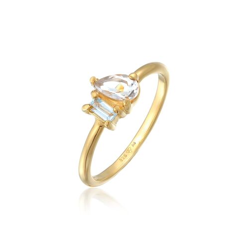 Elli Premium Ring Topas Tropfen Elegant 925 Silber Elli Premium Gold 54