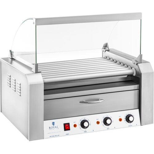 Royal Catering Hot Dog Grill - 9 Rollen - Wärmeschublade - Edelstahl RCHG-9WO