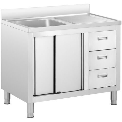 Spülenschrank - 1 Becken - Royal Catering - Edelstahl - 100 x 60 cm RC-IKS10