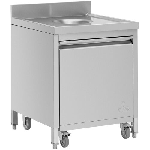 Mülleimer mit Rollcontainer - 50 l - Einwurföffnung - Frontauszug - Aufkantung - Edelstahl - Royal Catering RCTC-700BSW