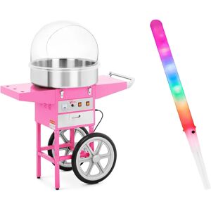 Royal Catering Zuckerwattemaschine Set mit Zuckerwattestäbchen LED - 52 cm - 1.200 W - Wagen - Spuckschutz - 100 St RCZC-1200E SET