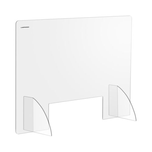 Uniprodo Spuckschutz - 95 x 65 cm - Acrylglas - Durchreiche 45 x 15 cm UNI-PPG01