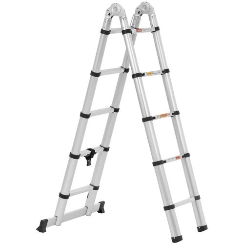 MSW Klappbare Teleskopleiter - 10 Stufen - Aluminium - Höhe: 0,85 - 1,85/3,20 m MSW TLADDER A380