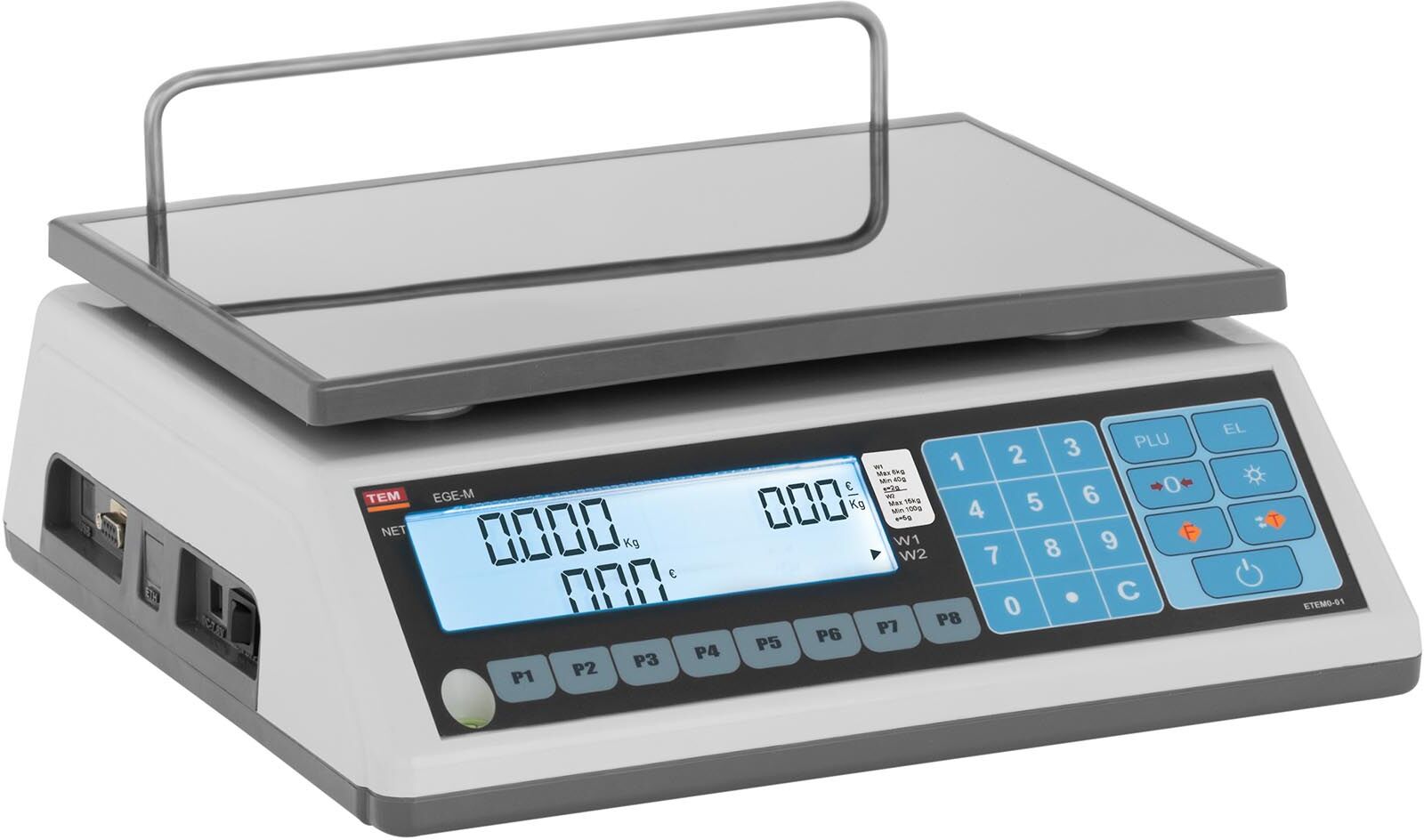TEM Preisrechenwaage - geeicht - 6 kg/2 g - 15 kg/5 g 10200030 TEM Preisrechenwaage - geeicht - 6 kg/2 g - 15 kg/5 g 10200030