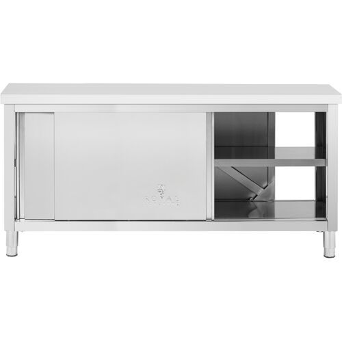 Edelstahl-Arbeitsschrank mit Durchreiche - ECO - 180 x 60 cm - 500 kg - Royal Catering RCSSCB-180X60-H